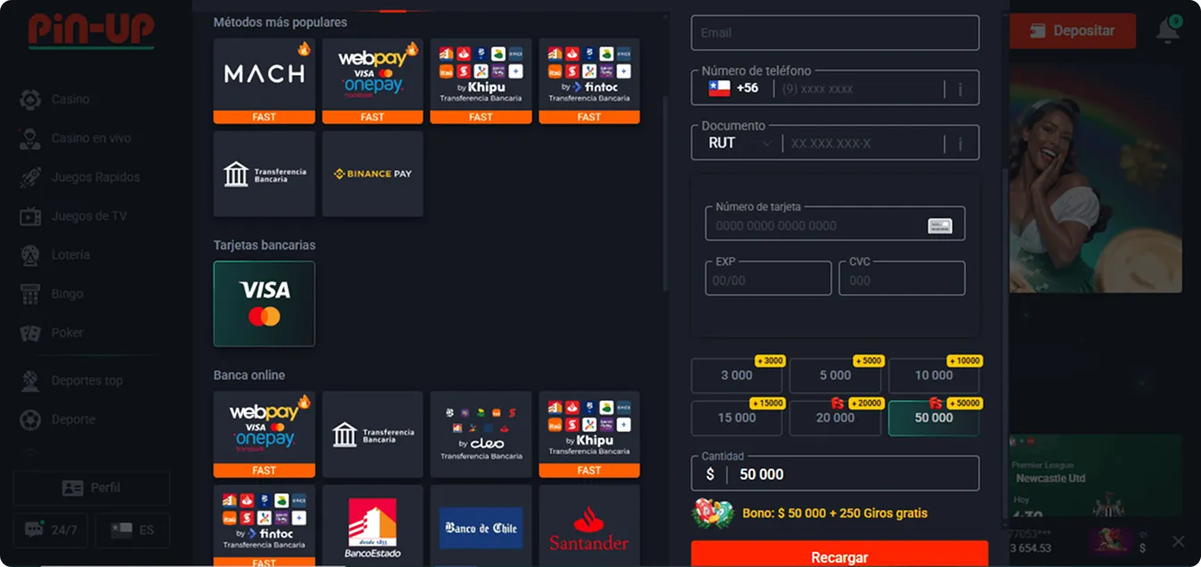 Activar un código promocional al depositar