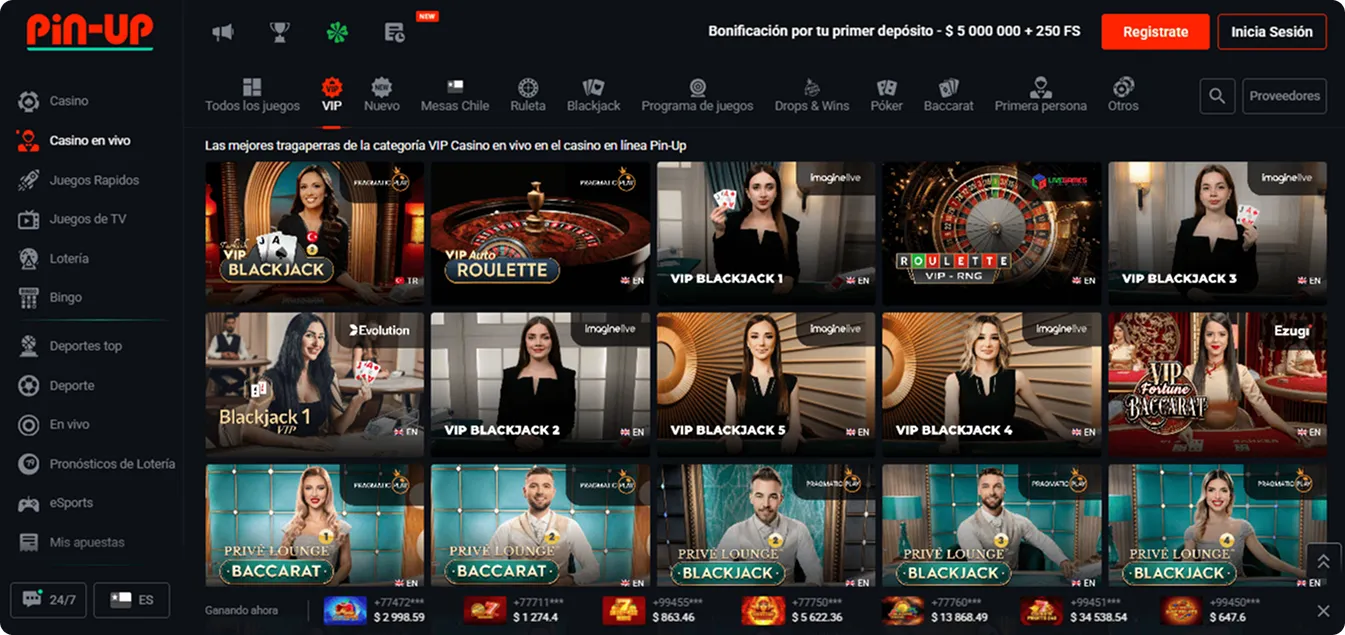 casino en vivo pin up
