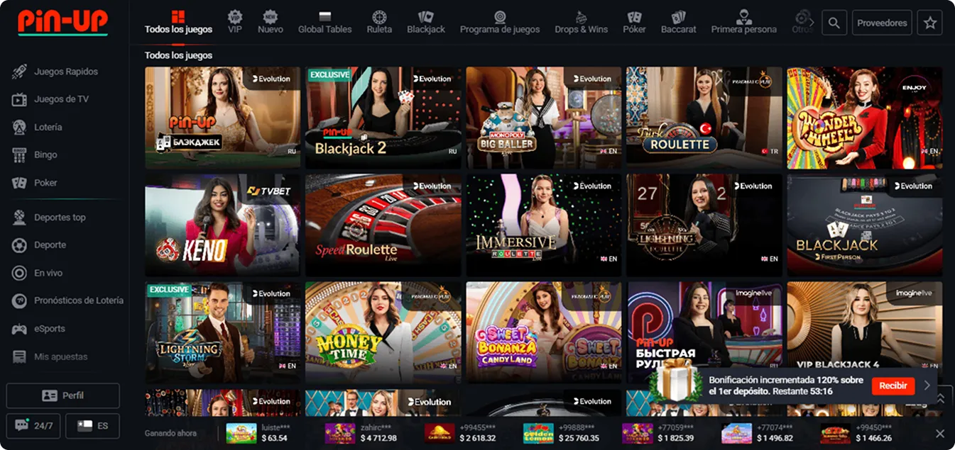 Experiencia en el casino en vivo