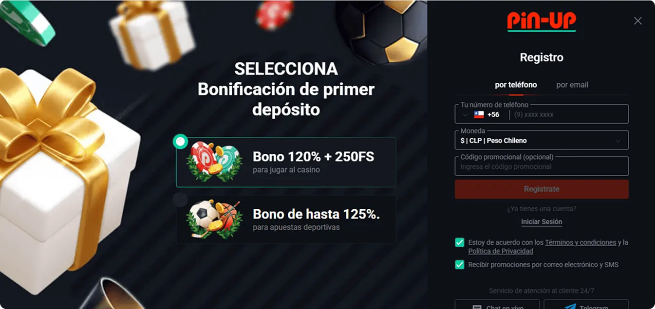 Pin Up Bono de Bienvenida