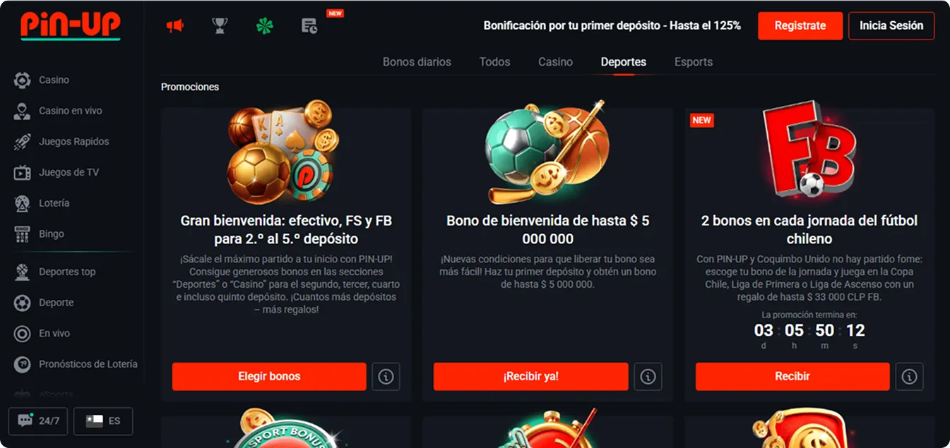 Promociones de apuestas deportivas y mercados especiales Pin Up