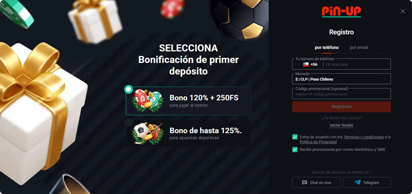 Registrarse en Pin-Up casino